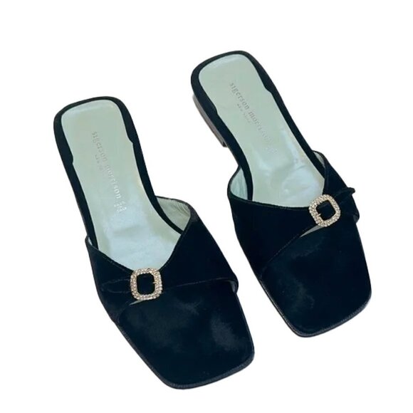 SIGERSON MORRISON DESIGNER VELVET RHINESTONE SHOES MADE IN ITALY SIZE 9.5 - Picture 1 of 12